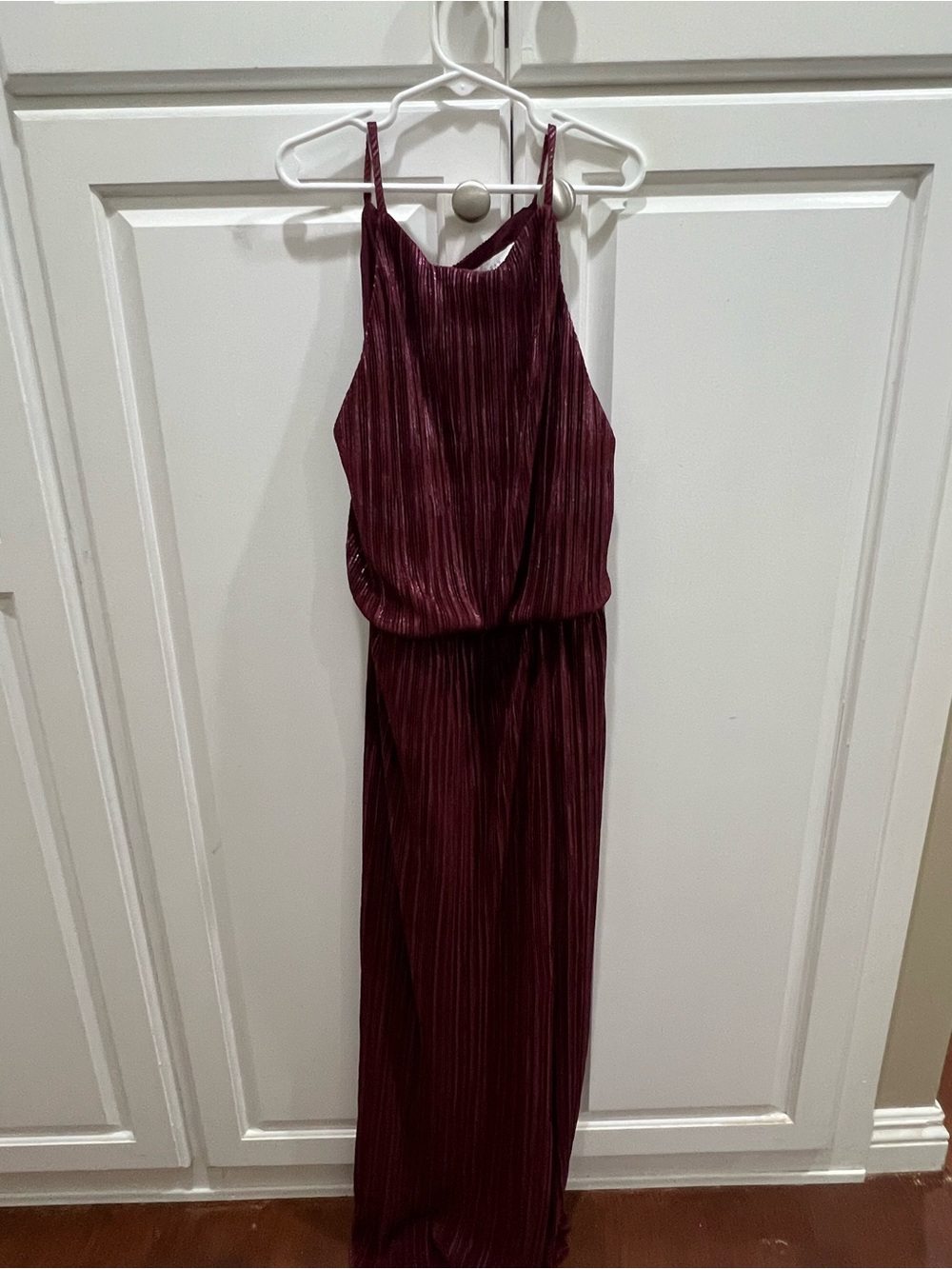 Lush Burgundy Pleated Midi Slip Dress